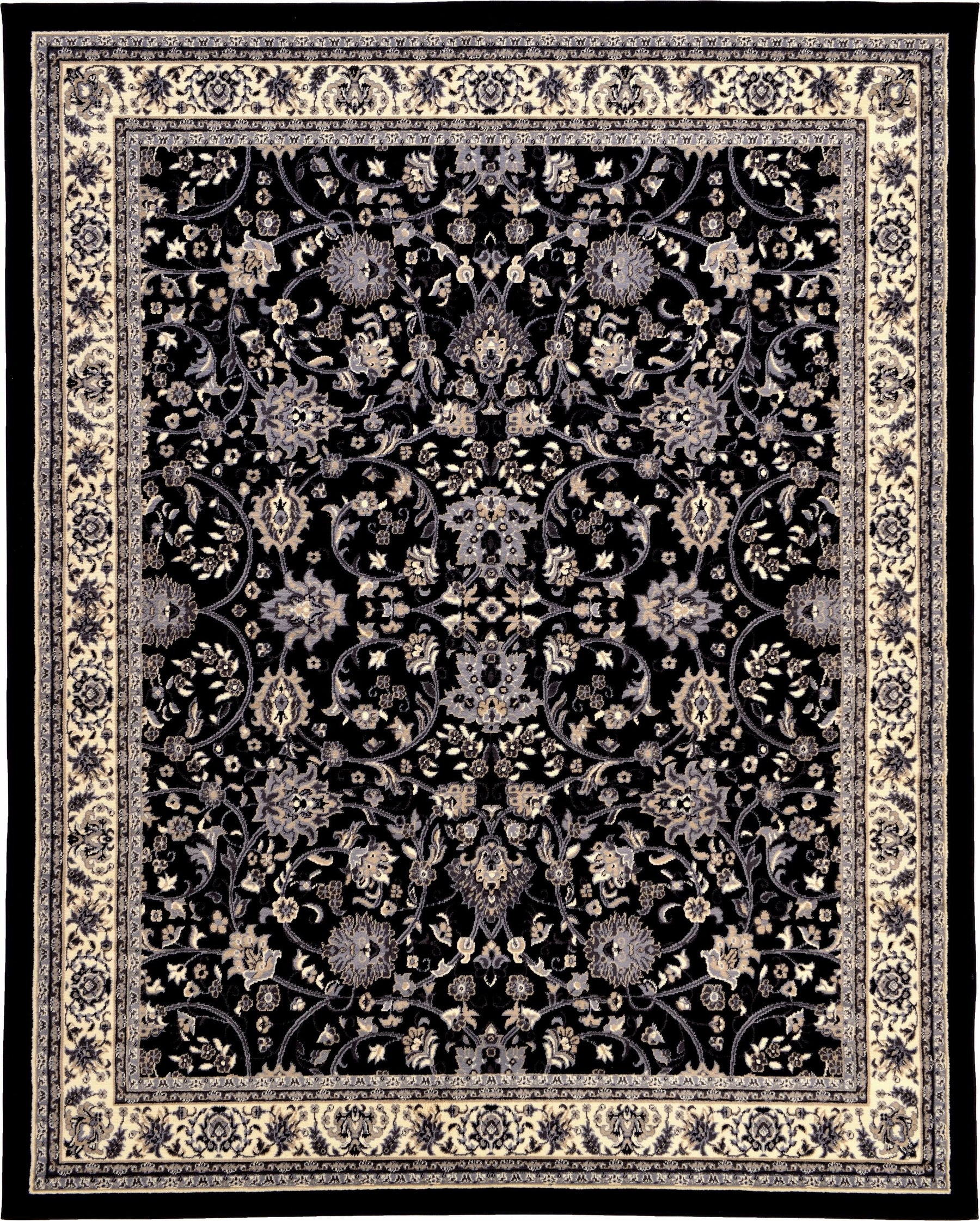 Unique Loom Washington Sialk Hill Area Rug - 8' x 10' (Black)