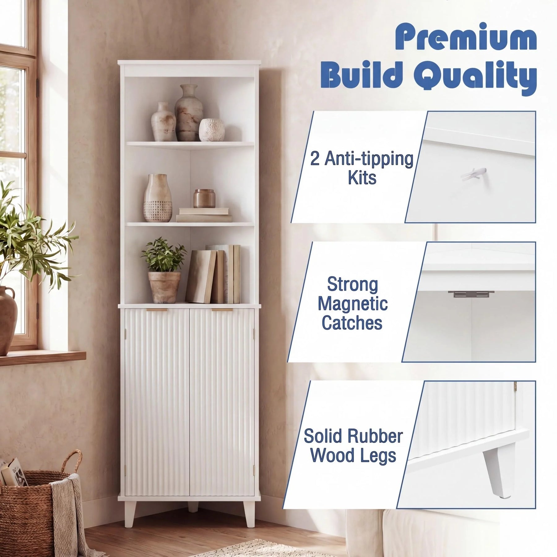 Tangkula Corner Bathroom Floor Cabinet