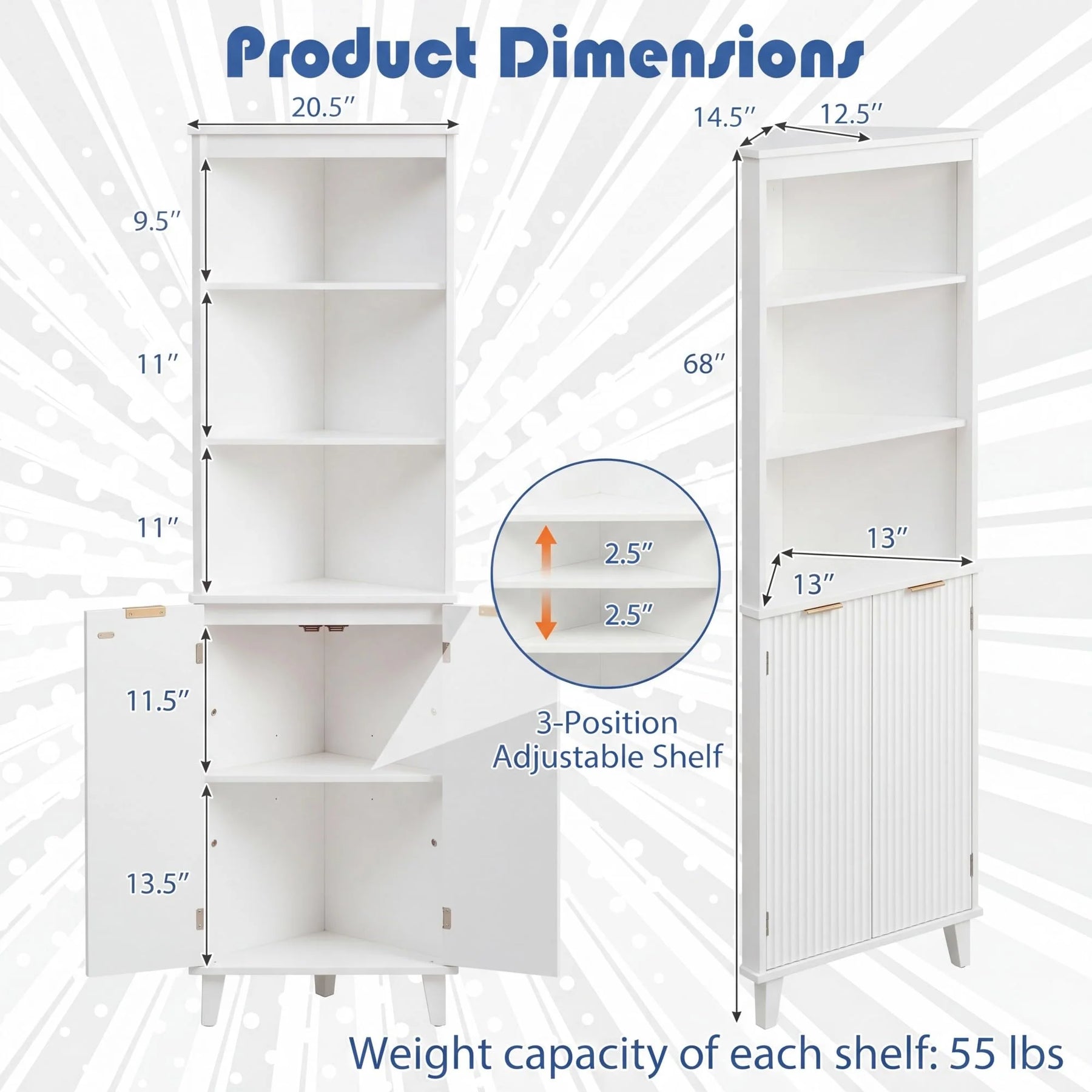 Tangkula Corner Bathroom Floor Cabinet