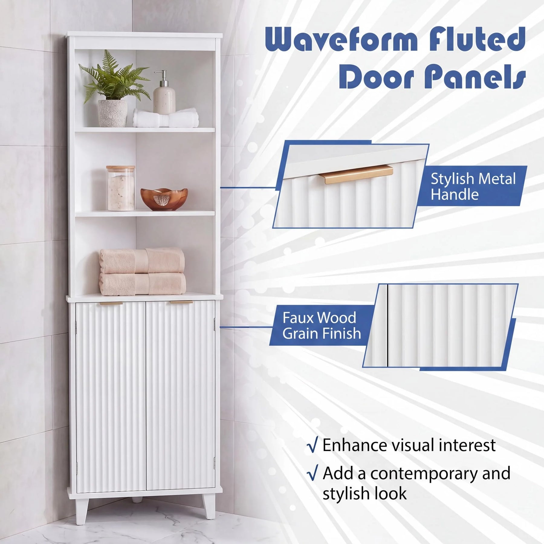 Tangkula Corner Bathroom Floor Cabinet