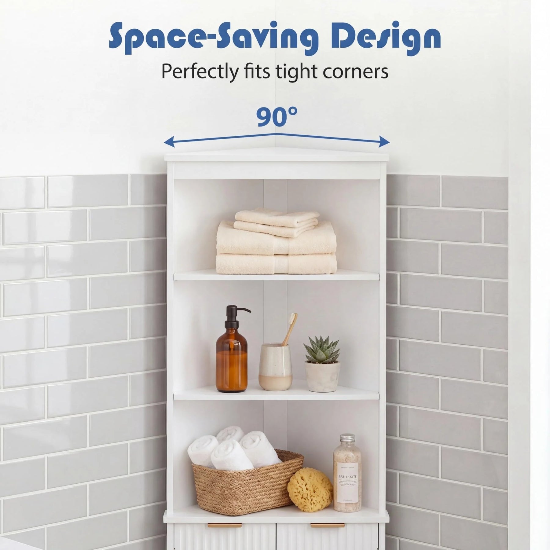 Tangkula Corner Bathroom Floor Cabinet