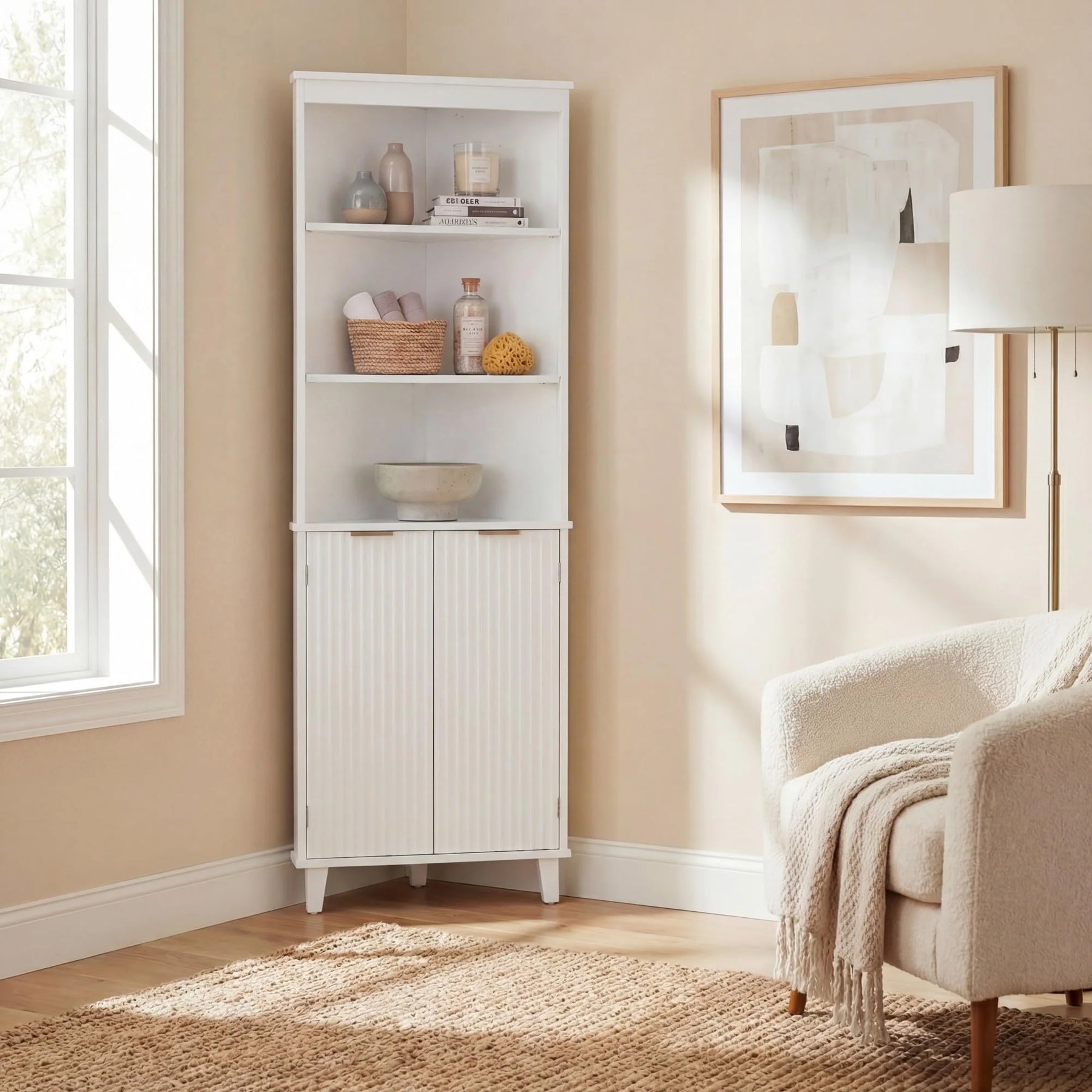 Tangkula Corner Bathroom Floor Cabinet