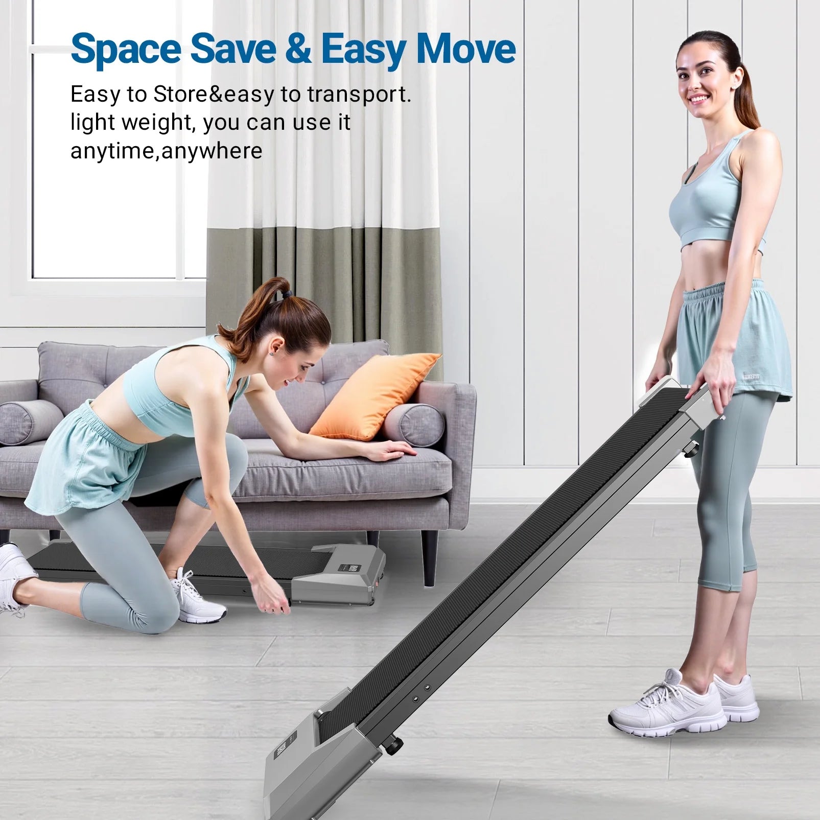 Walking Pad 2 in 1 Under Desk Treadmill, 2.5HP Low Noise Walking Pad Running Jogging Machine with Remote Control for Home Office, Lightweight Portable Desk Treadmill Installation Free