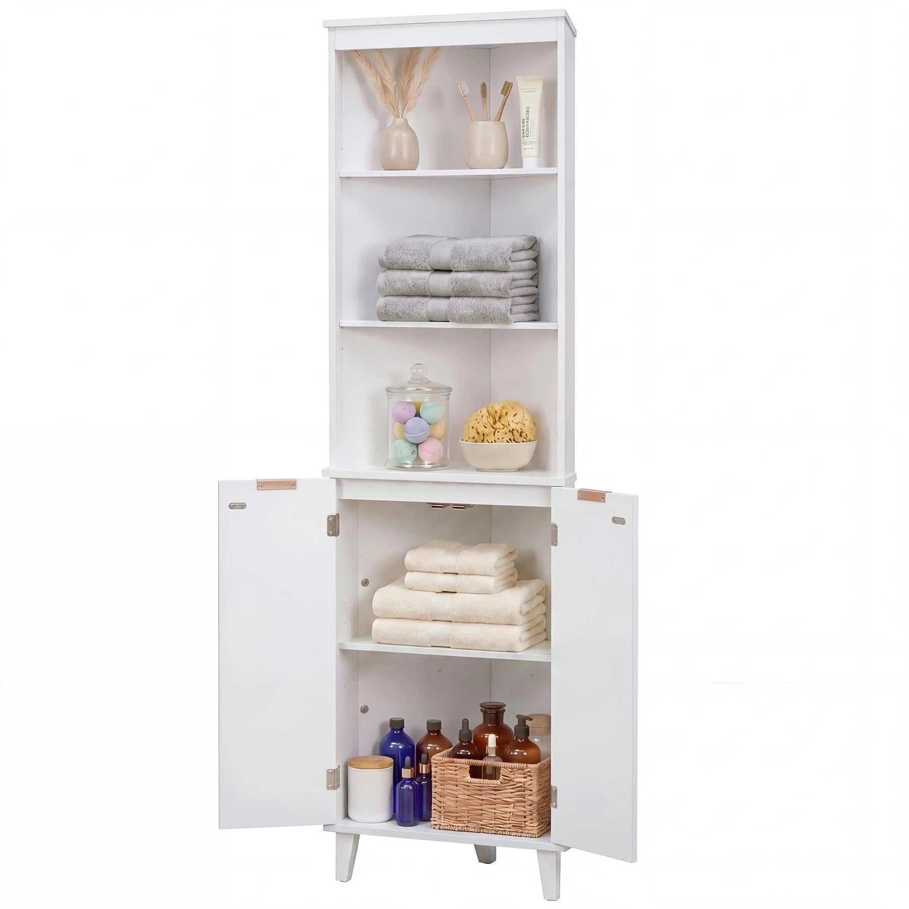 Tangkula Corner Bathroom Floor Cabinet