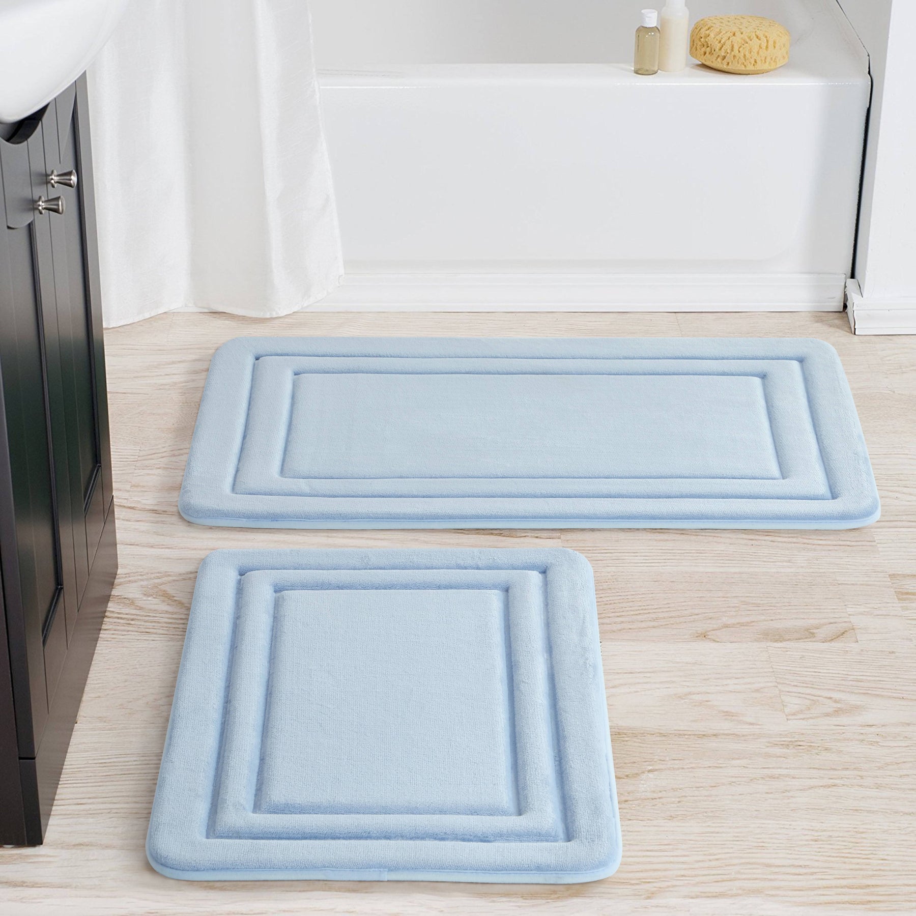 Mainstays Memory Foam Bath Rug Set Available in Multiple Colors - Blue - 2 Pieces