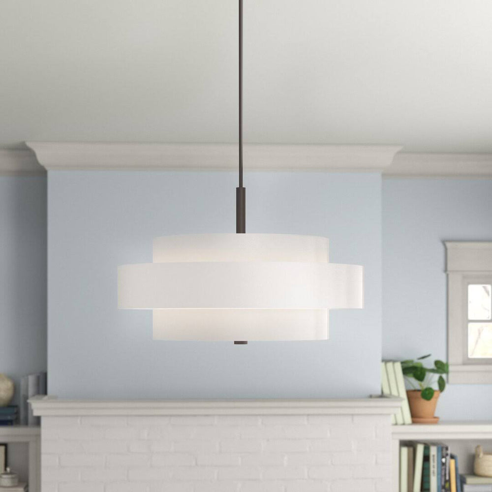Paquette 5 - Light Shaded Drum Chandelier Andover Mills Finish: English Bronze, Shade Color: Off-White